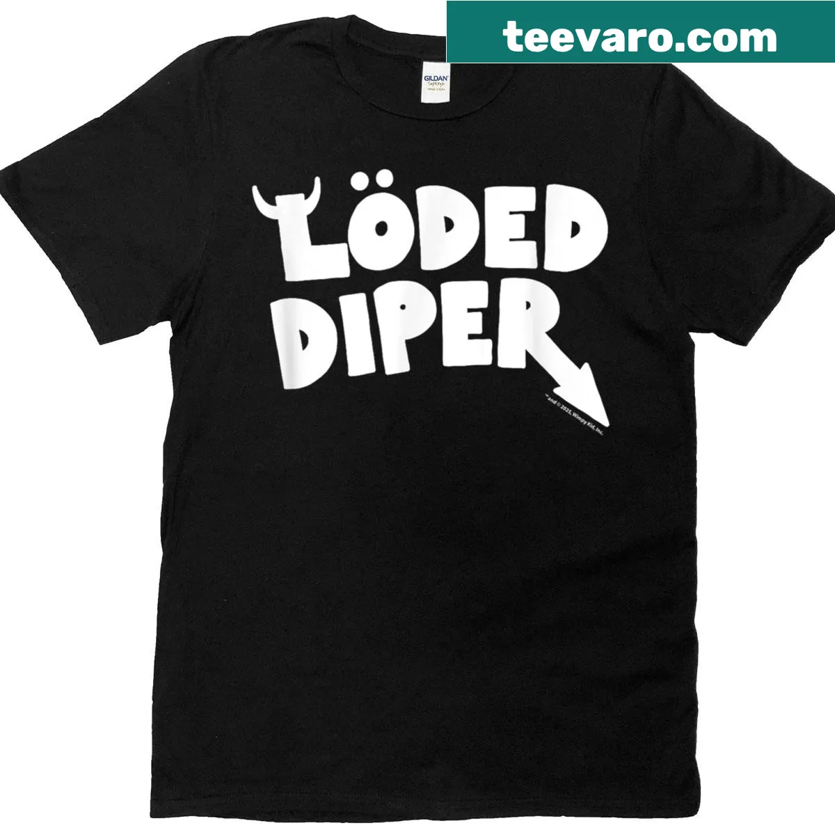 T-shirt featuring the Lded Diper band logo from Diary of a Wimpy Kid — on a men's t-shirt