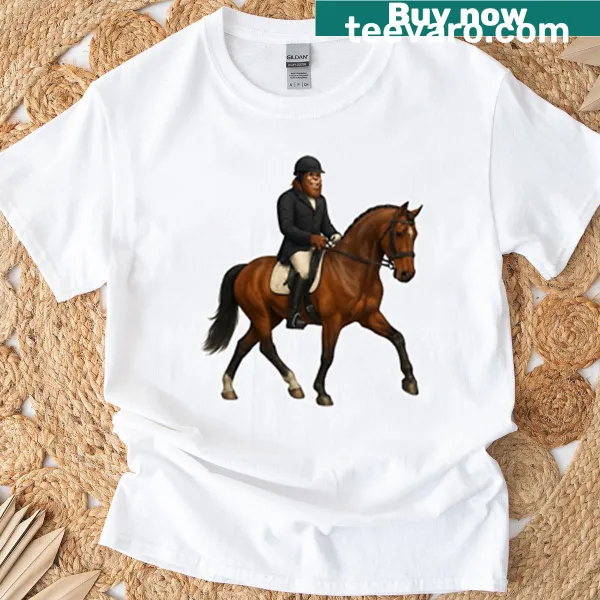 T-shirt with whimsical drassage design of Bigfoot