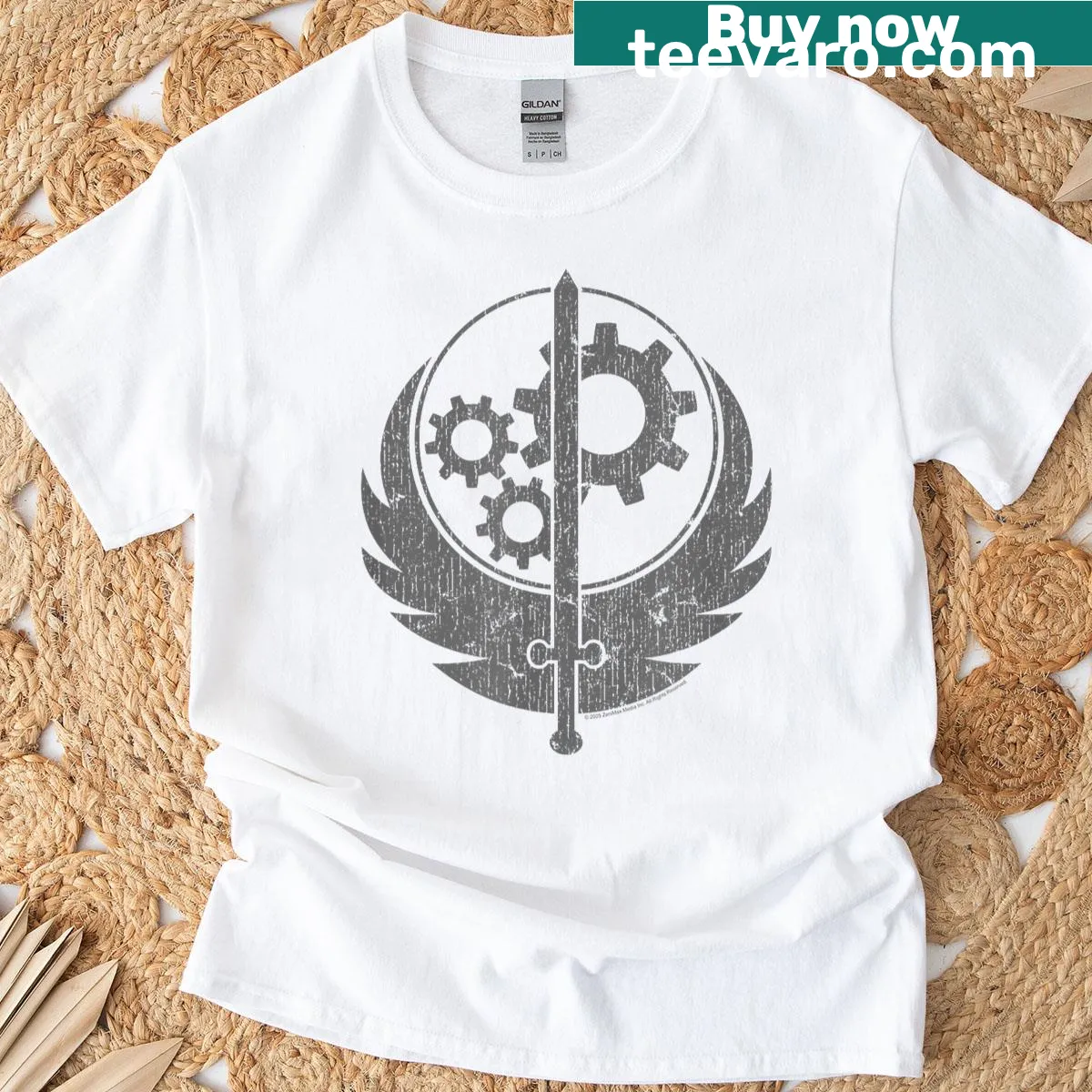 Brotherhood of Steel logo T-shirt for Fallout fans. — on a men's t-shirt