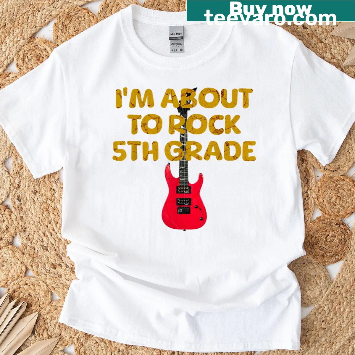 T-shirt with 'Fifth Grade Rocks' text for back-to-school — on a men's t-shirt