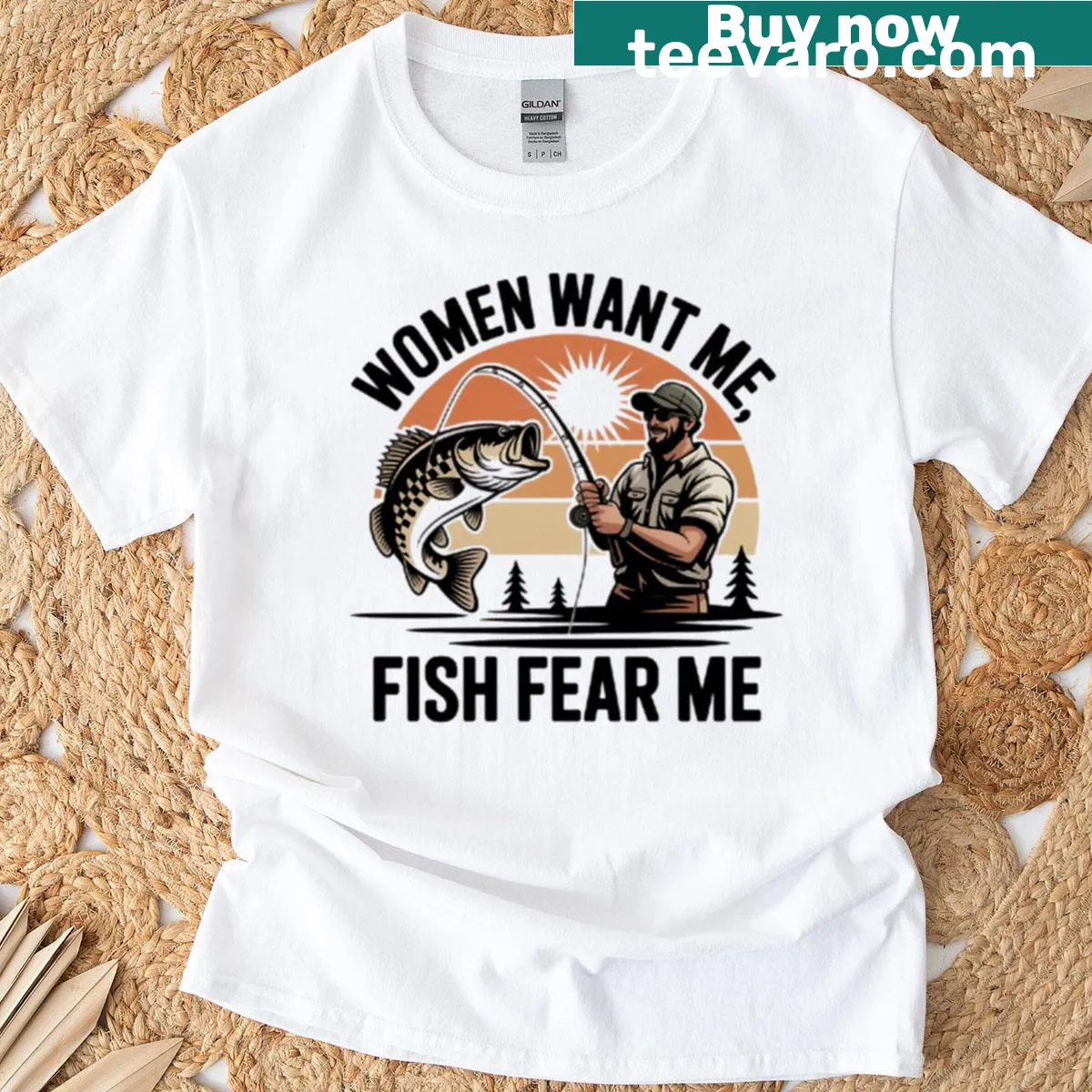 Funny fishing t-shirt with humorous text about fishing — on a men's t-shirt