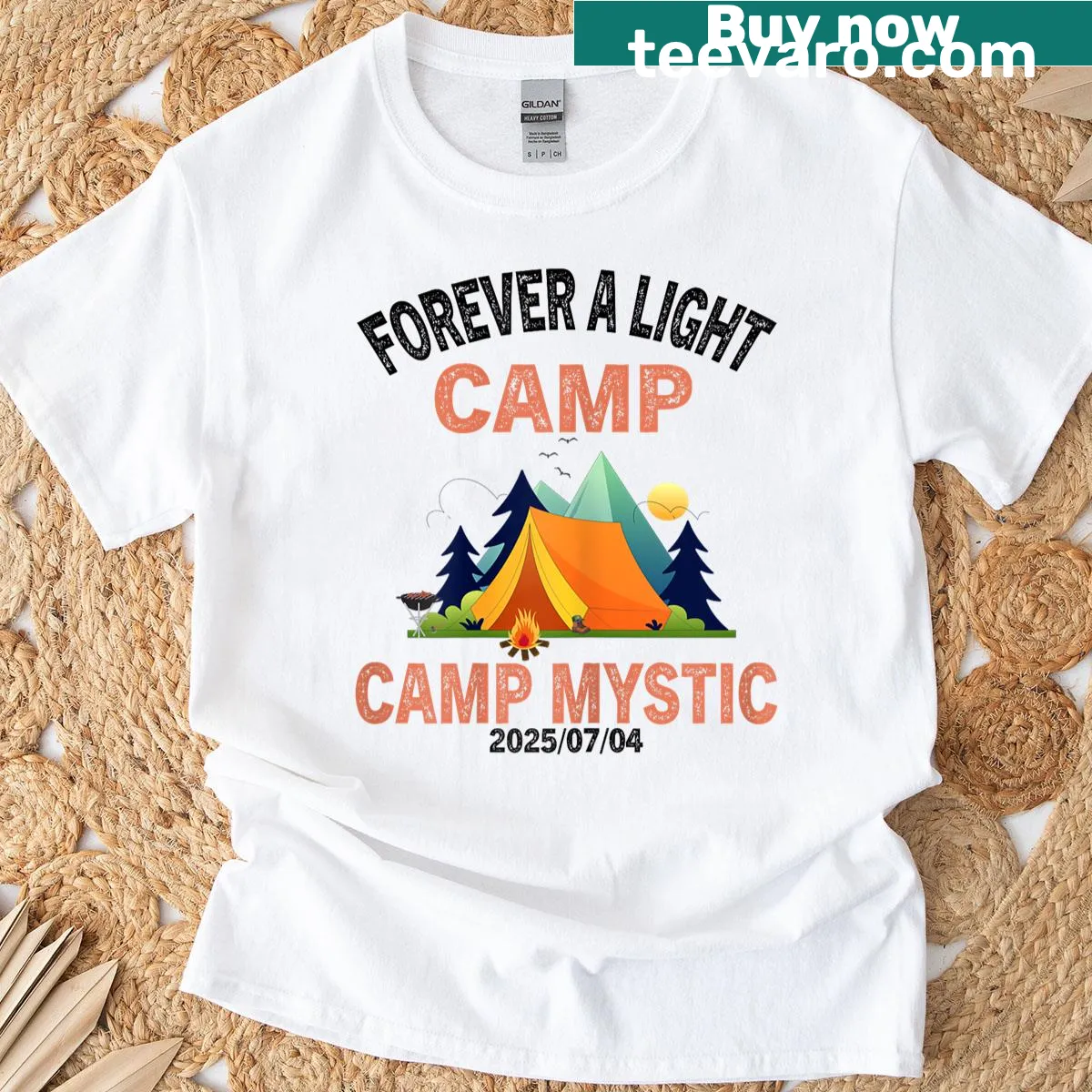 Camp Mystic 2025 graphic T-shirt for women — on a men's t-shirt