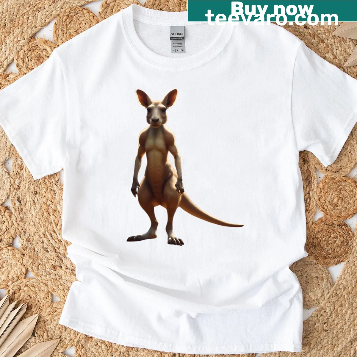 Oversized T-shirt with humorous cock fight illustration — on a men's t-shirt
