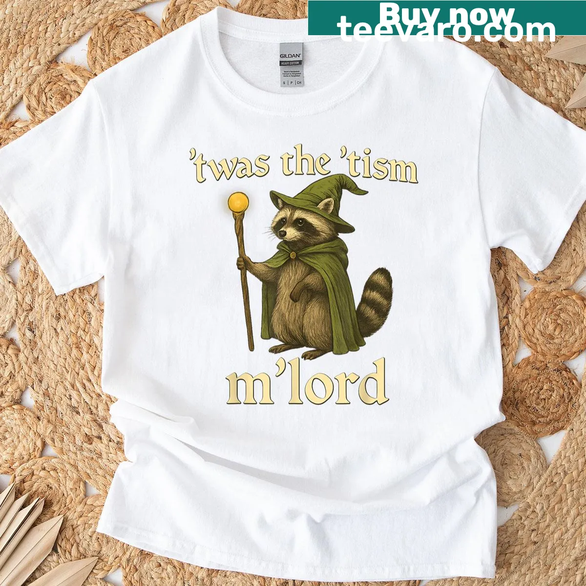 Humorous typography t-shirt featuring 'Twas The Tism Mlord' phrase — on a men's t-shirt