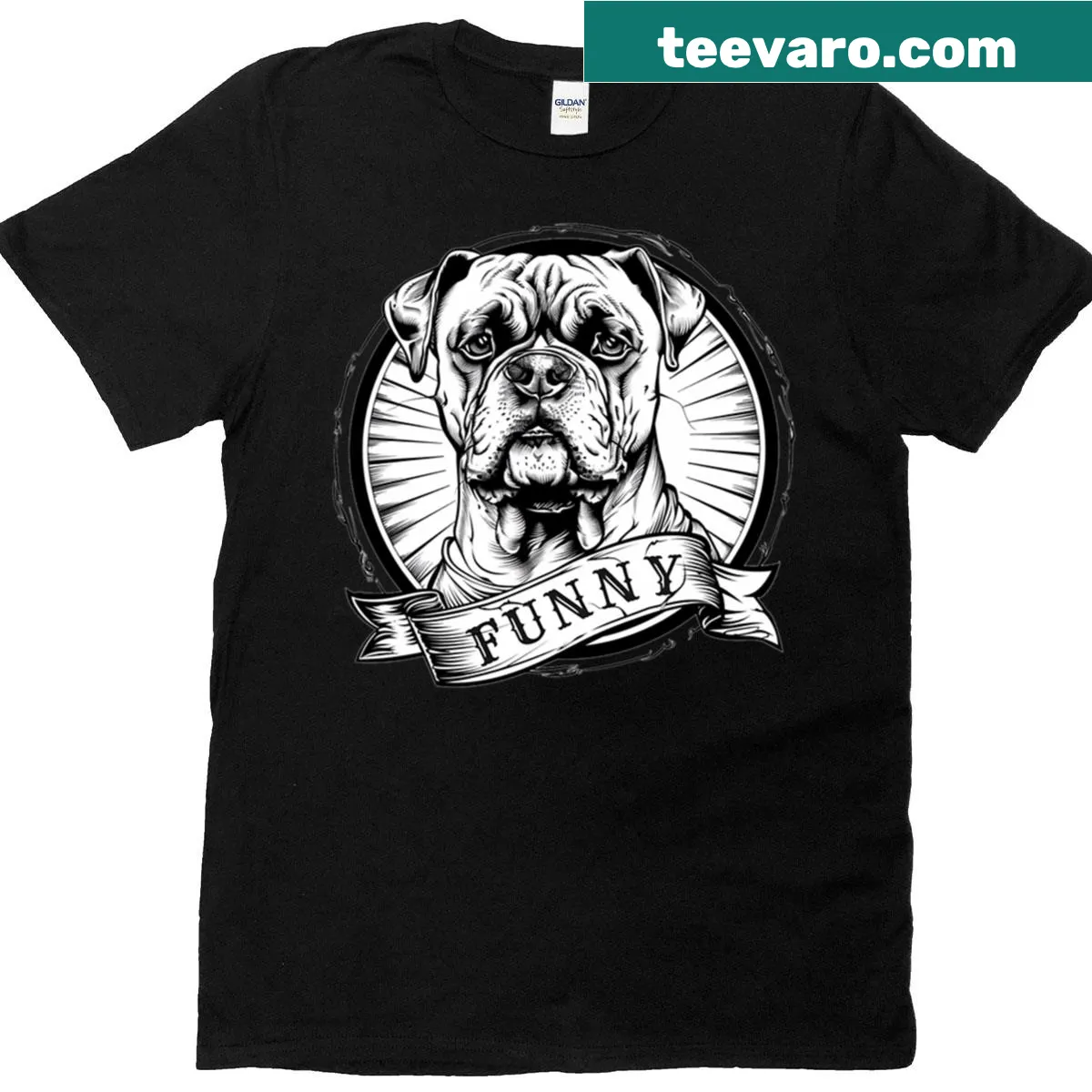 Oversized T-shirt with funny illustration of a boxer dog — on a men's t-shirt