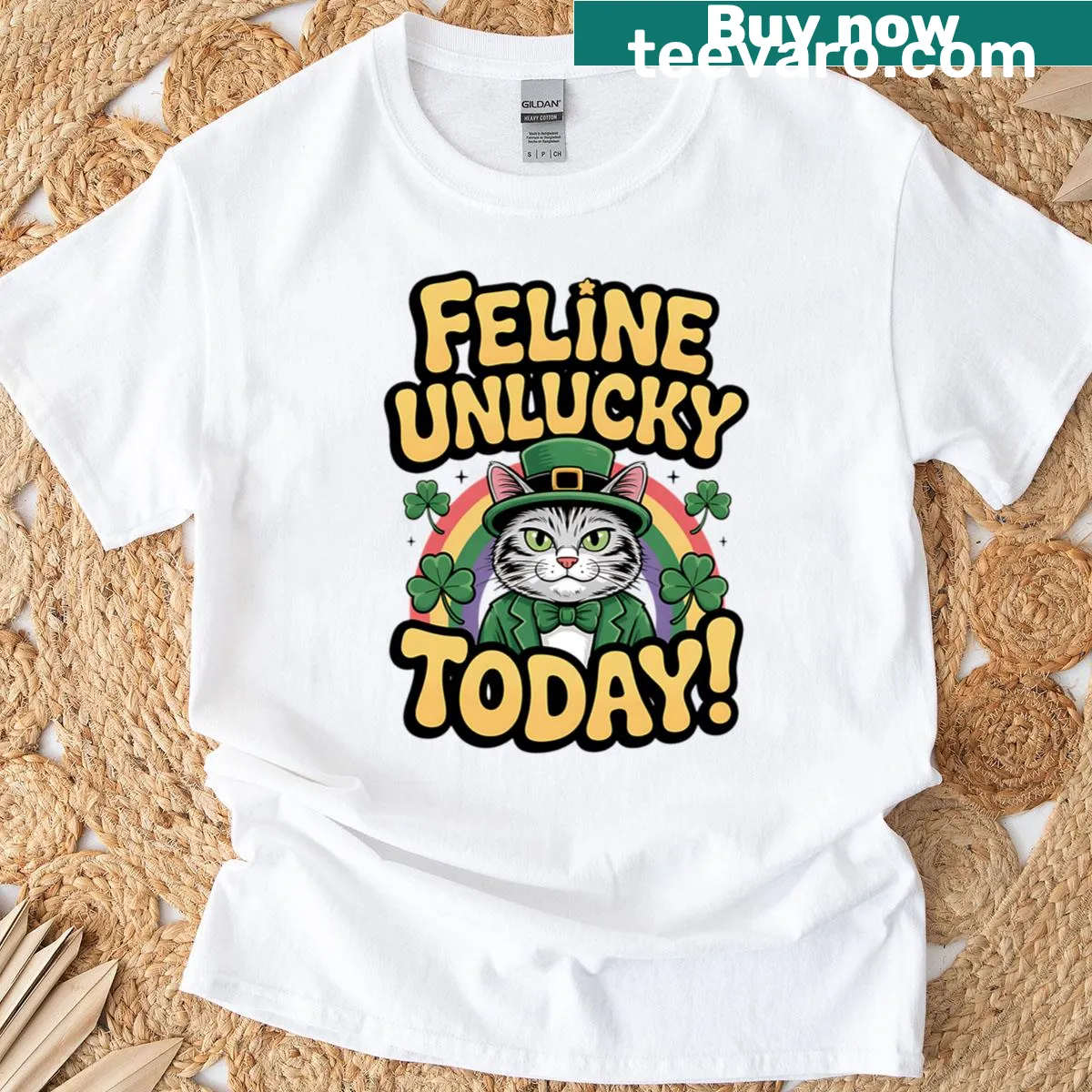 St. Patrick's Day t-shirt for cat lovers featuring a humorous graphic — on a men's t-shirt