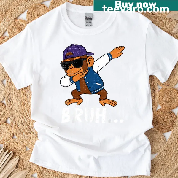 Dabbing monkey graphic T-shirt with meme humor appeal