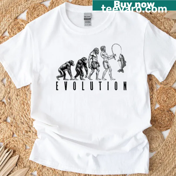 Fishing evolution design on a humorous tee for dads