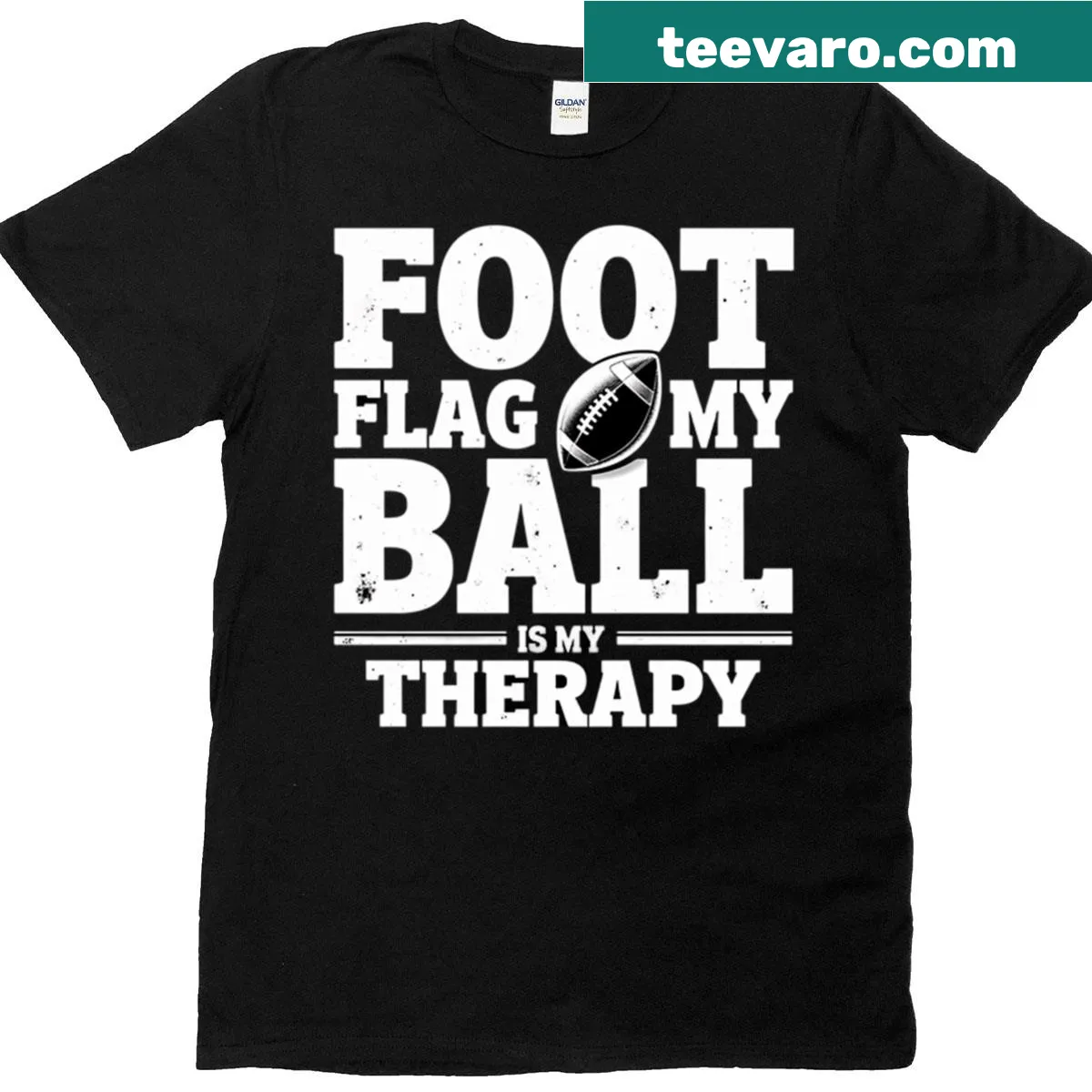 Humorous flag football therapy design on a T-shirt — on a men's t-shirt
