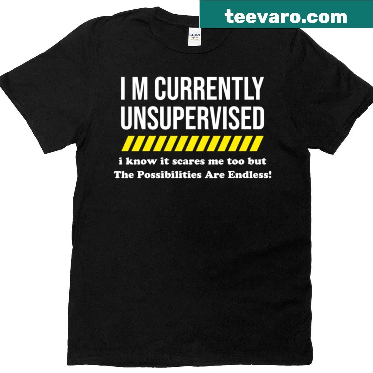 Funny dad t-shirt with 'Currently Unsupervised' message — on a men's t-shirt