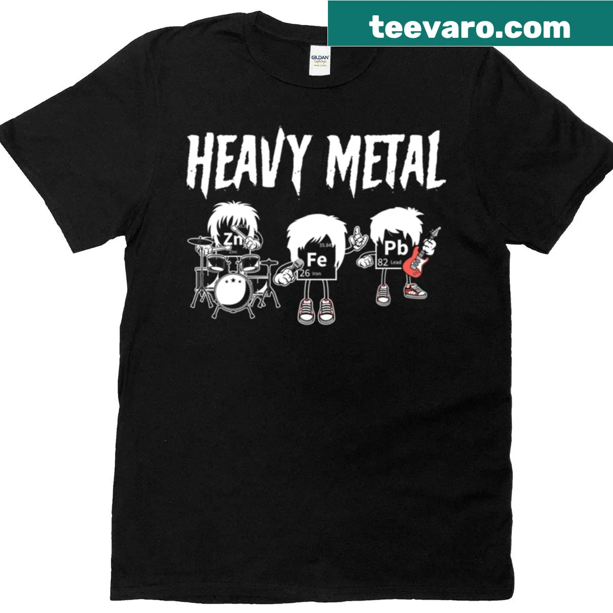Periodic table elements with a heavy metal twist on a T-shirt — on a men's t-shirt