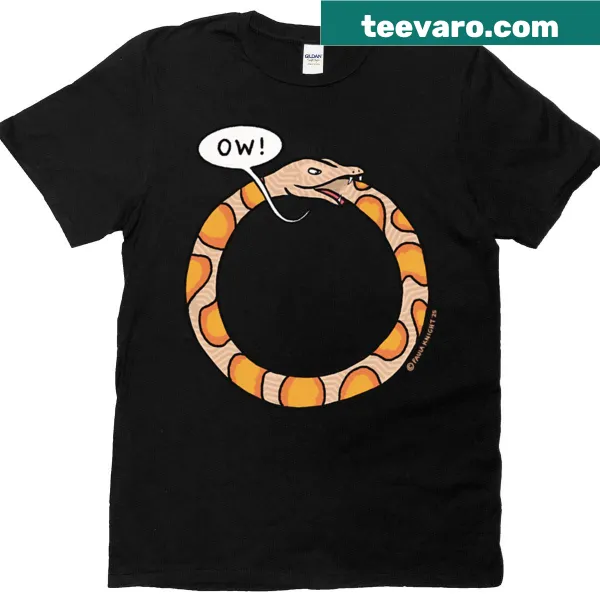 Whimsical T-shirt featuring a humorous illustration of the Ouroboros