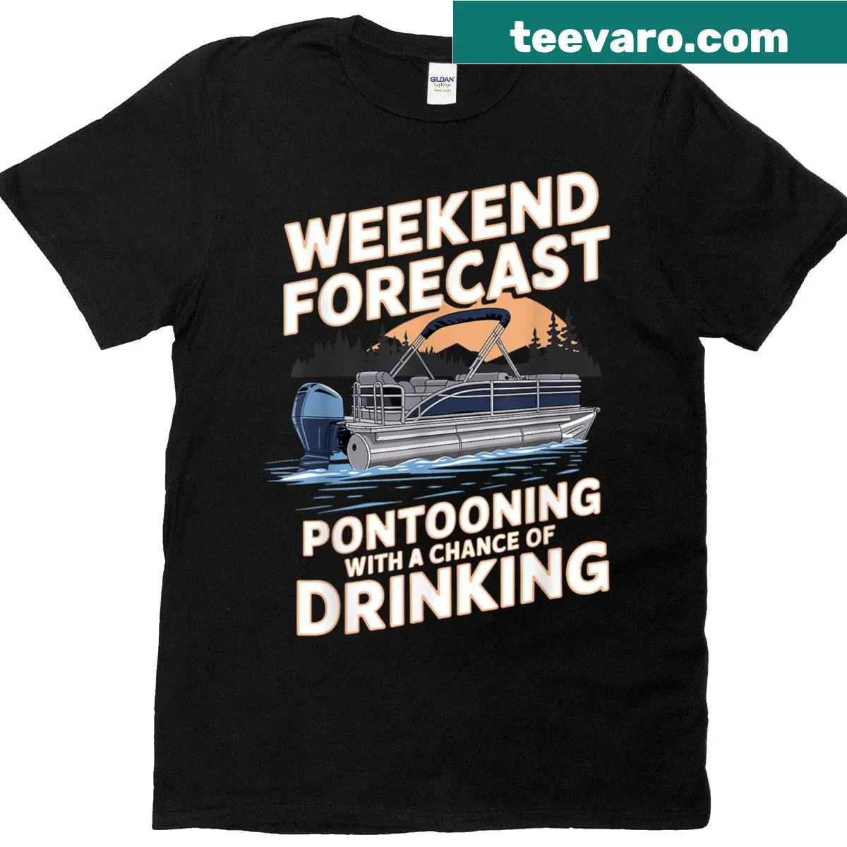 Graphic t-shirt featuring a humorous pontoon captain design — on a men's t-shirt