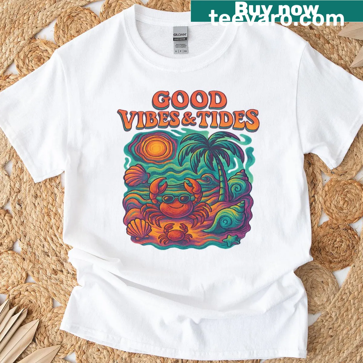 Retro psychedelic design T-shirt inspired by beach vibes — on a men's t-shirt
