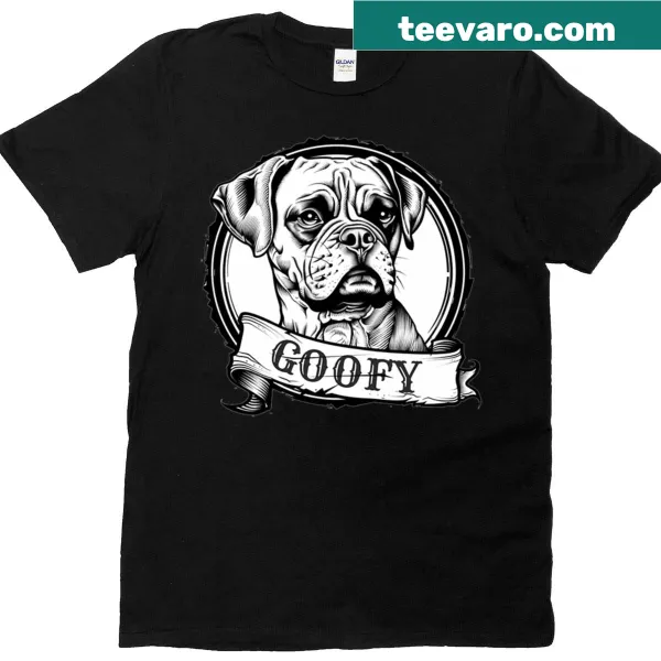 Oversized T-shirt with whimsical cartoon boxer dog design
