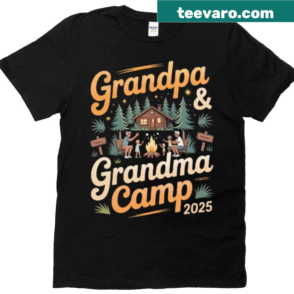 Oversized camping vacation shirt for grandparents — on a men's t-shirt