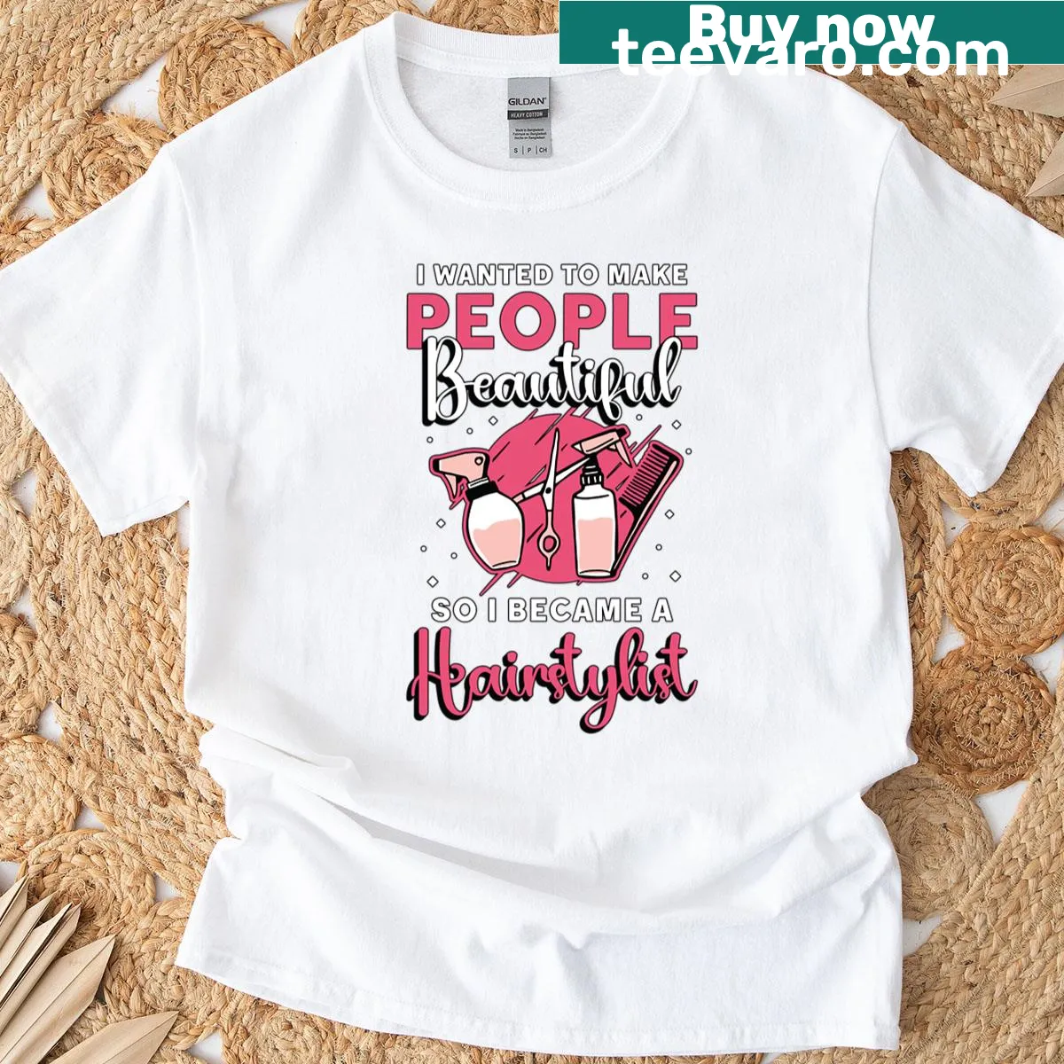 T-shirt for hairstylists with 'I Wanted To Make People' text — on a men's t-shirt