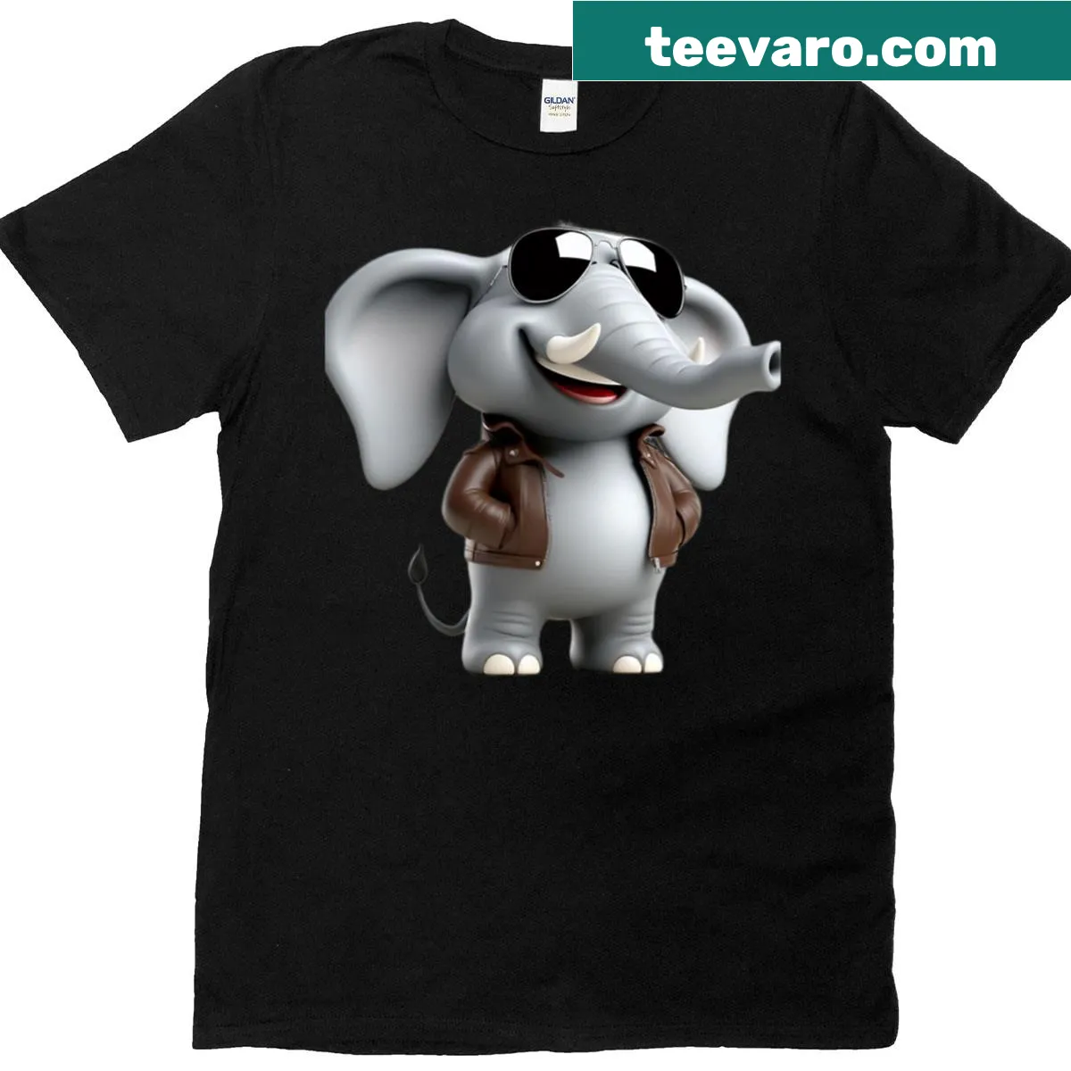 Cartoon elephant T-shirt with shades in a fun design for kids — on a men's t-shirt