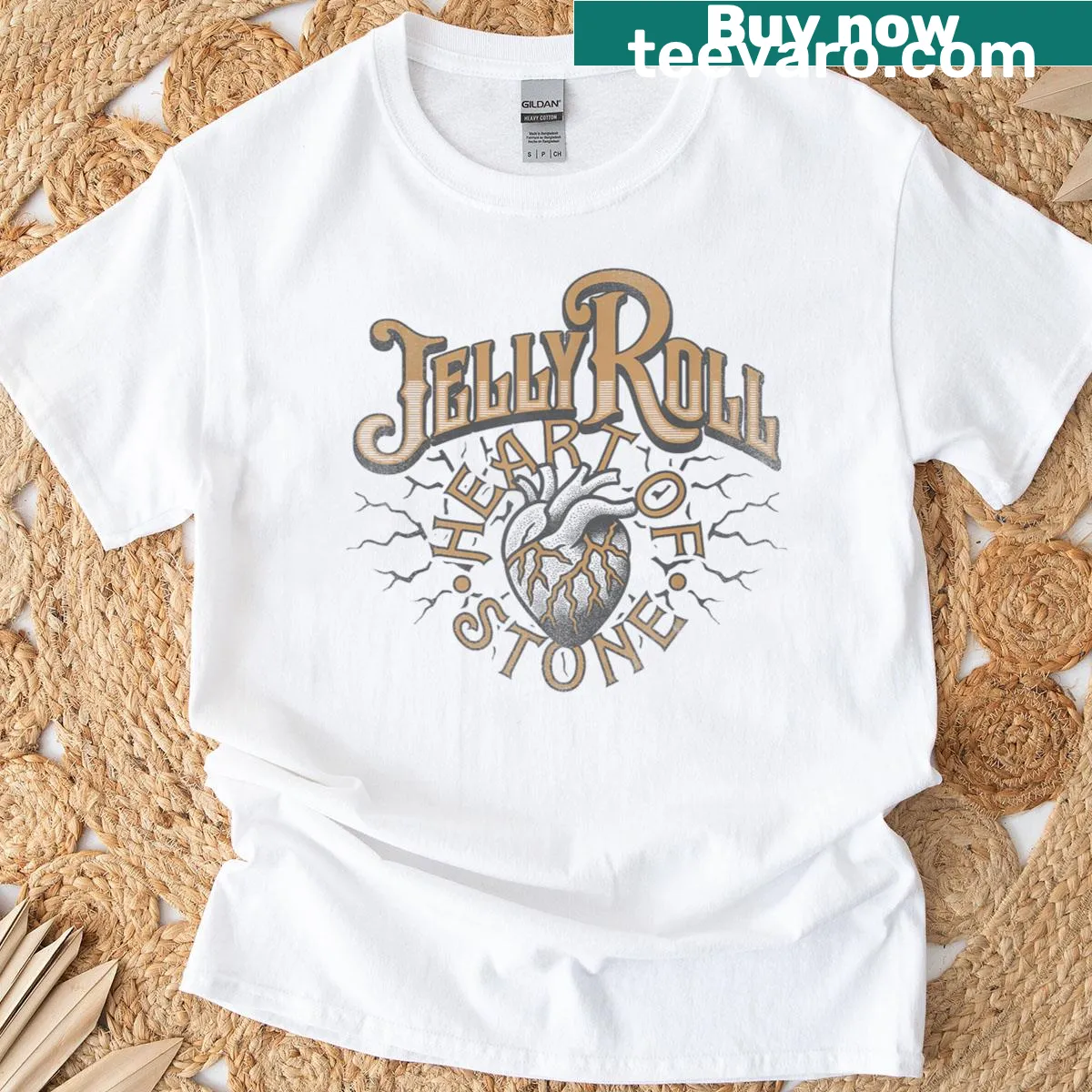 T-shirt with a motivational quote 'Heart of Stone' in bold typography — on a men's t-shirt