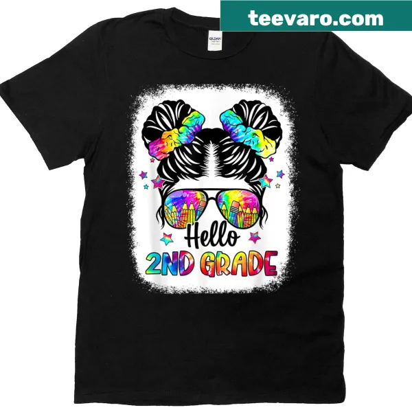 Back to school t-shirt with a cartoon girl and messy hair bun