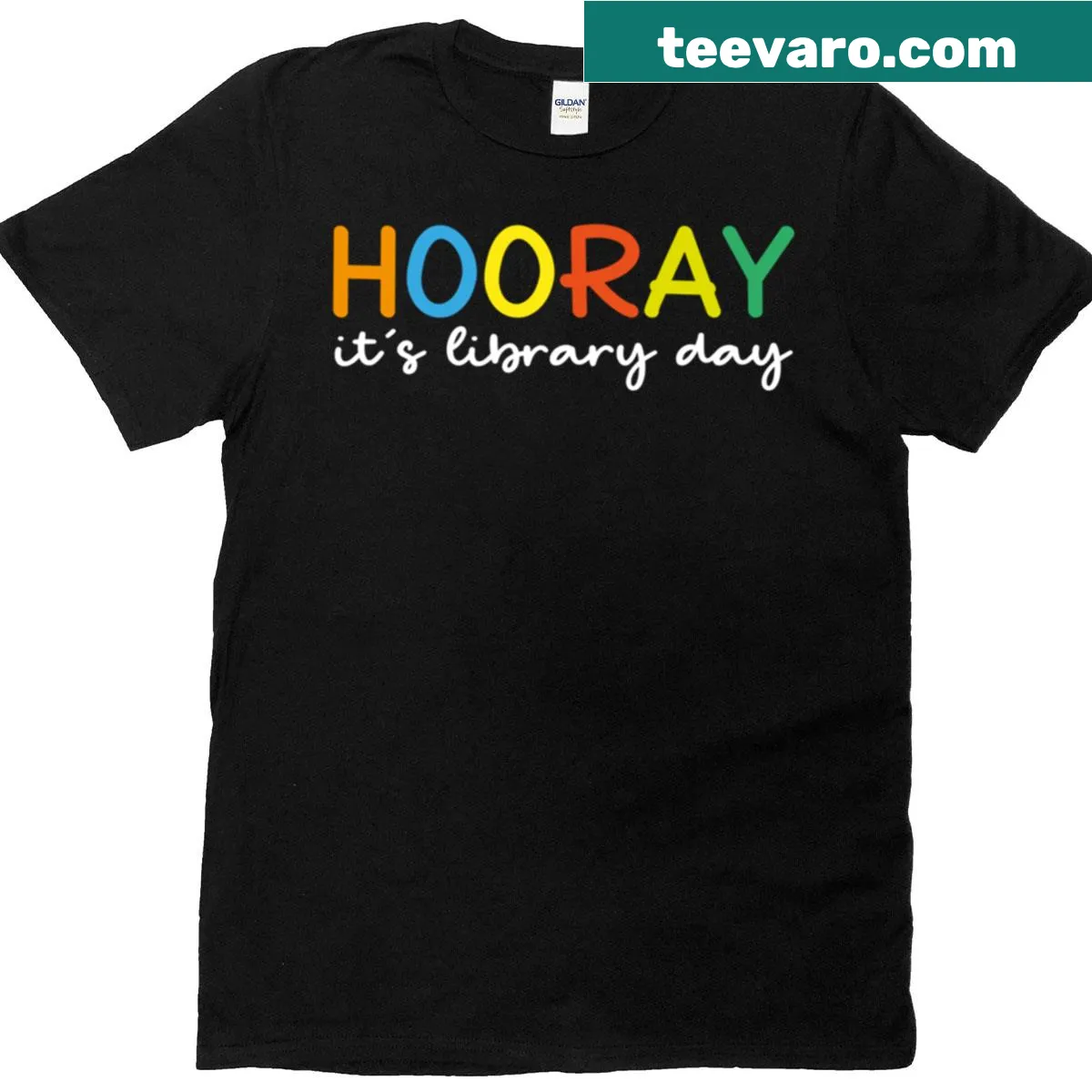 Cute T-shirt celebrating Library Day with text and illustrations — on a men's t-shirt