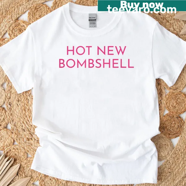 Playful 'Hot New Bombshell' text design on a t-shirt