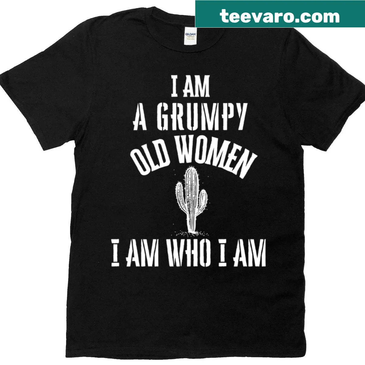 Grumpy old woman t-shirt with bold text design — on a men's t-shirt