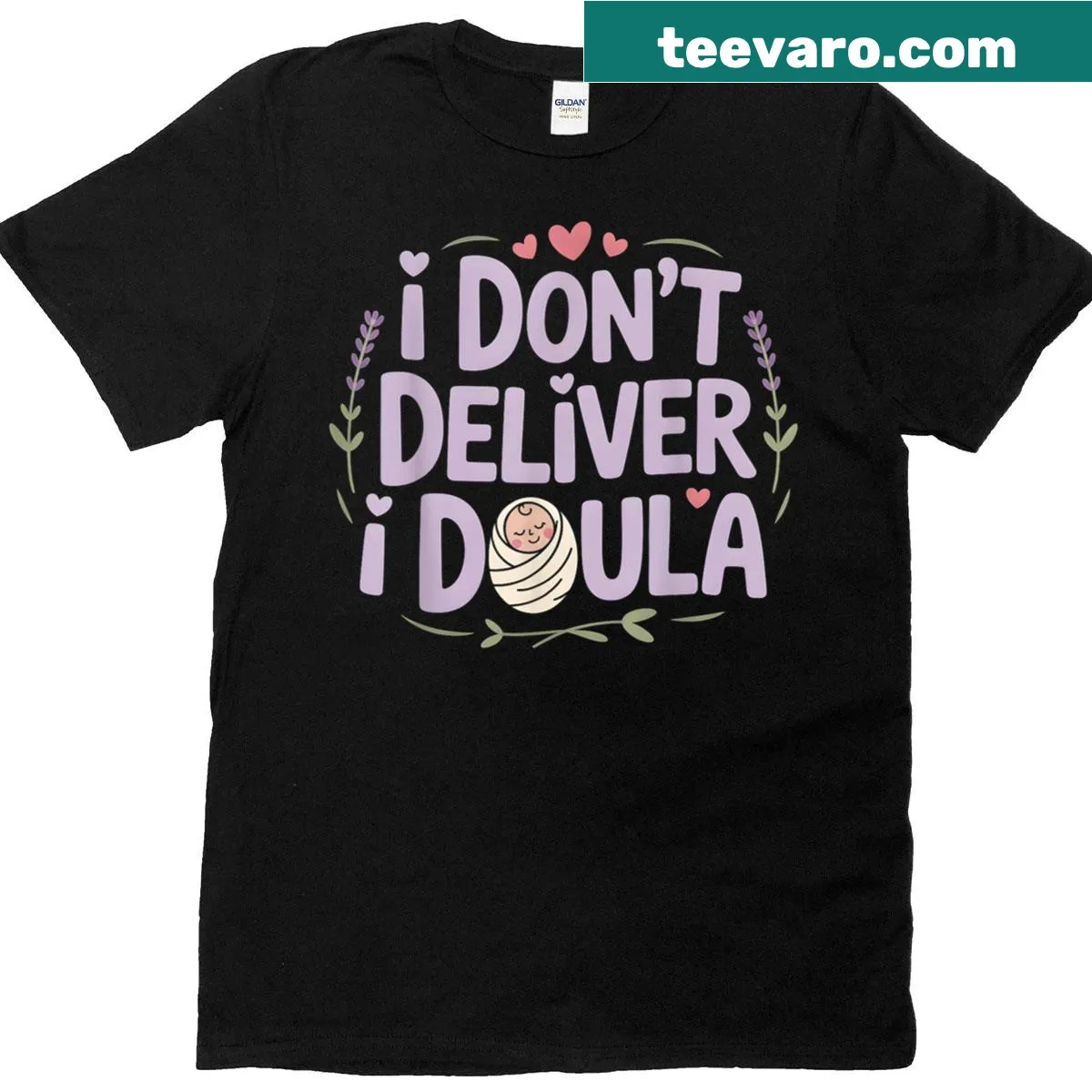 Funny birth worker t-shirt with a saying about being a doula — on a men's t-shirt