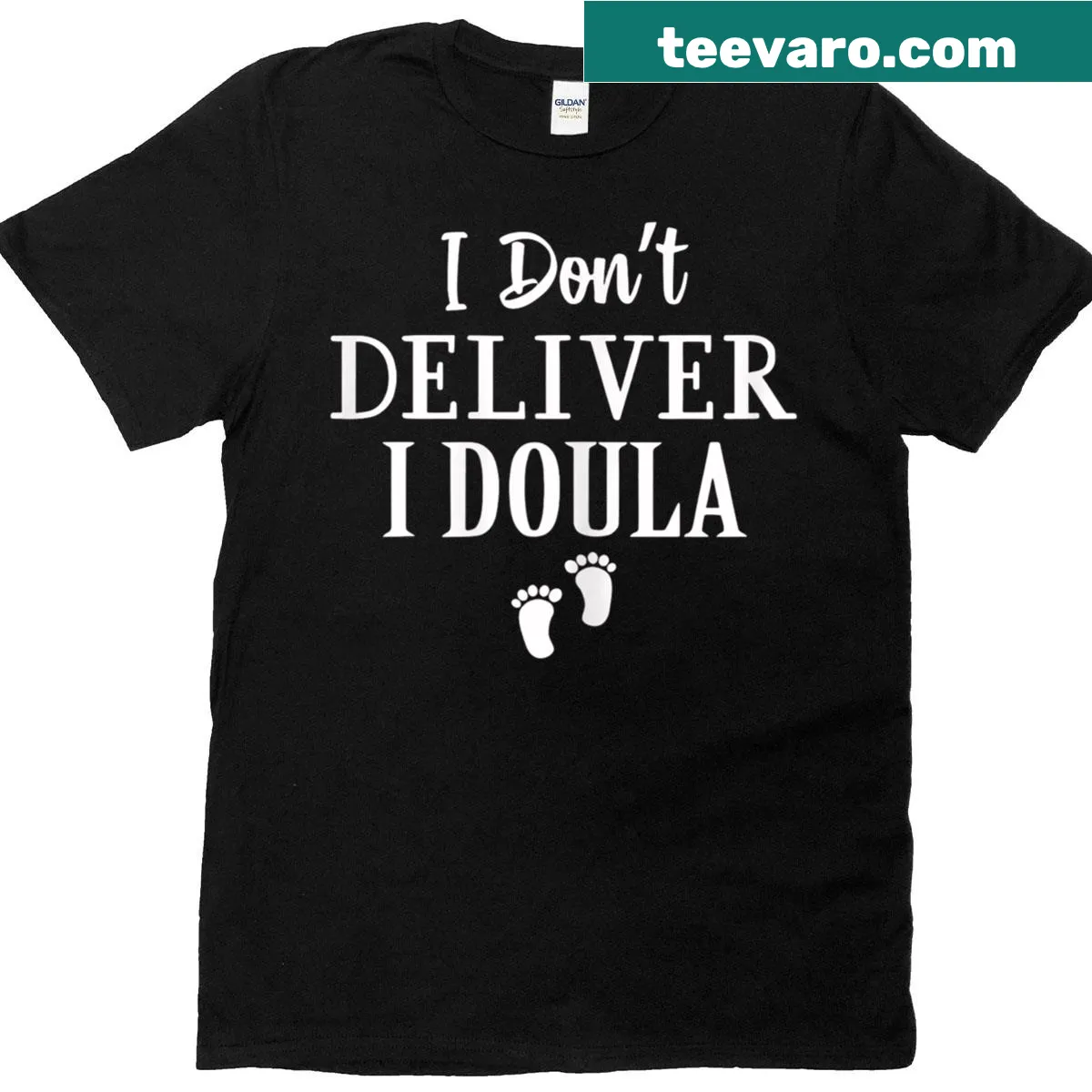 Funny design t-shirt for female birth workers with a doula saying — on a men's t-shirt