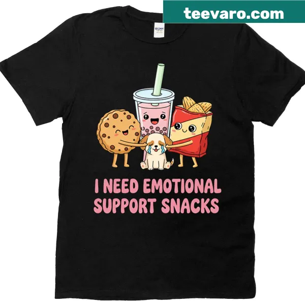 Cute dog illustration T-shirt about needing snacks