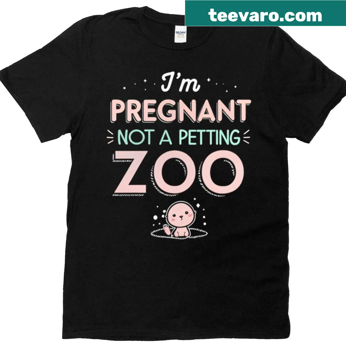 T-shirt with the phrase 'I'm Pregnant Not A Petting Zoo' — on a men's t-shirt
