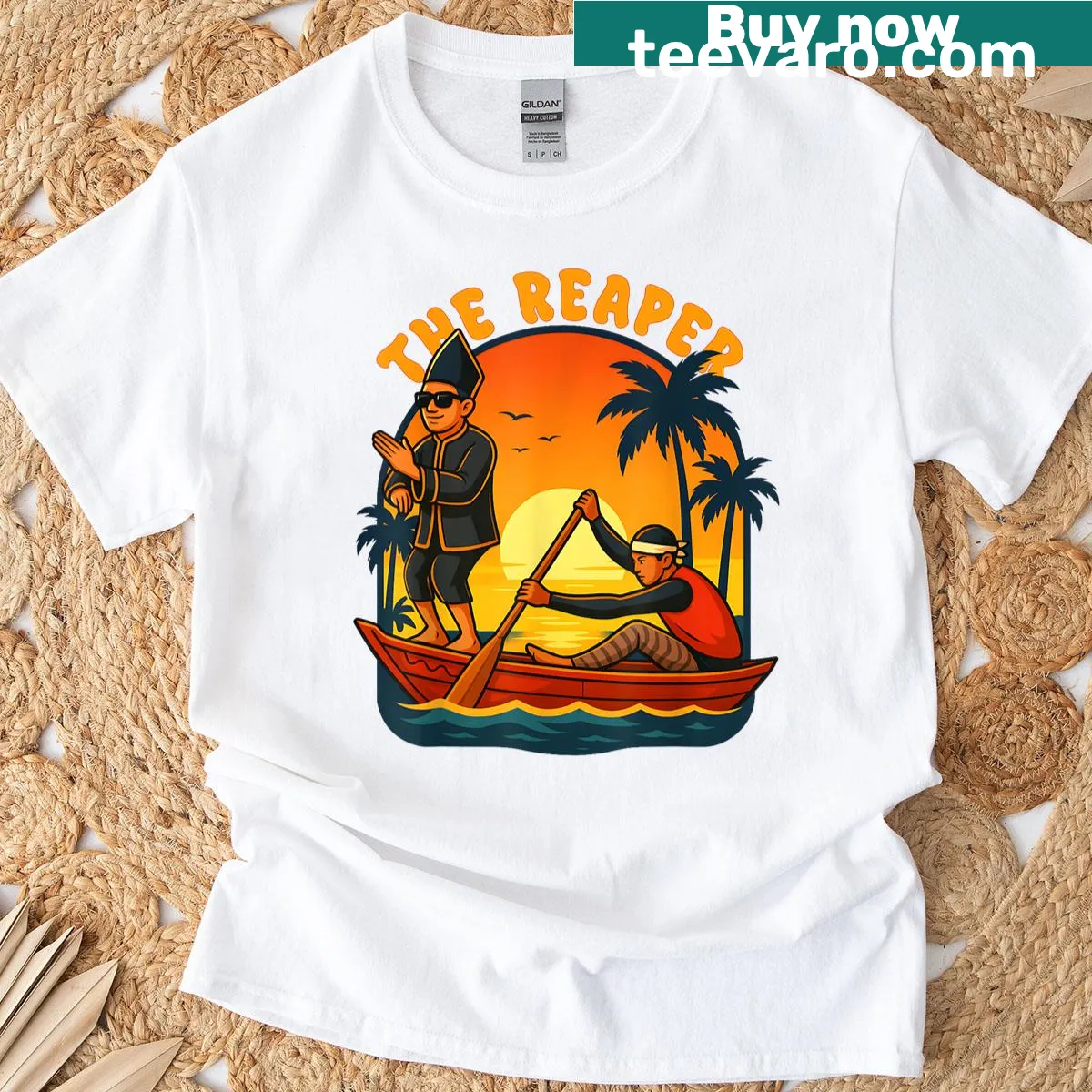 Kids T-shirt with racing boat illustration — on a men's t-shirt