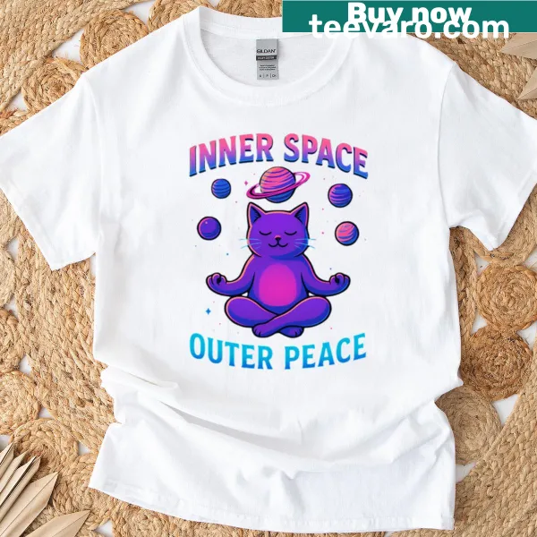 Text t-shirt stating 'Inner Space Outer Peace'