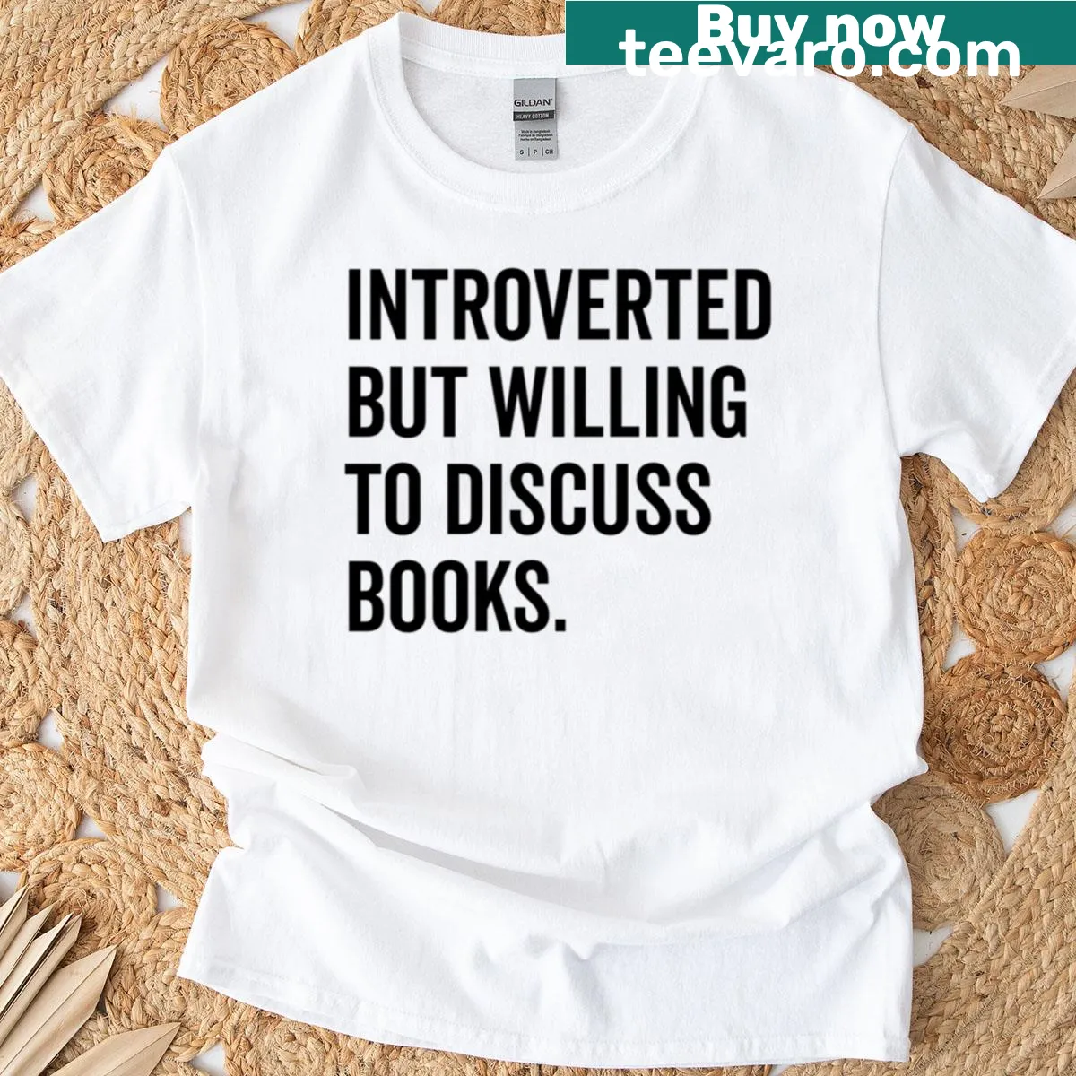 Text T-shirt for introverts who love discussing books — on a men's t-shirt