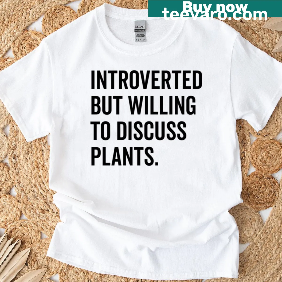 Text shirt for introverts who love discussing plants — on a men's t-shirt