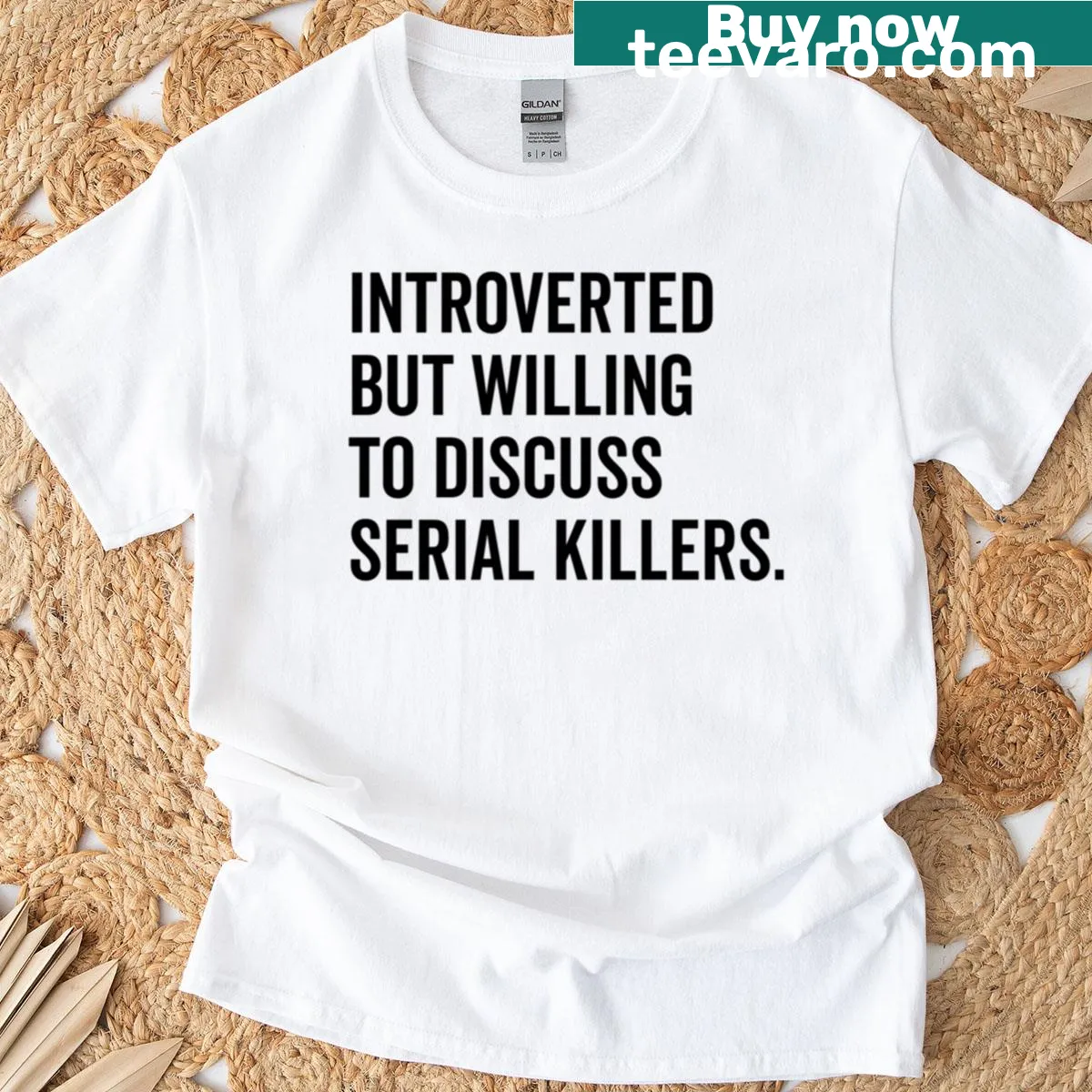 Text t-shirt for introverts who discuss true crime — on a men's t-shirt