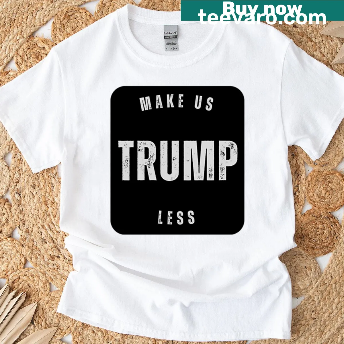 Bold anti-Trump graphic on an oversized T-shirt — on a men's t-shirt