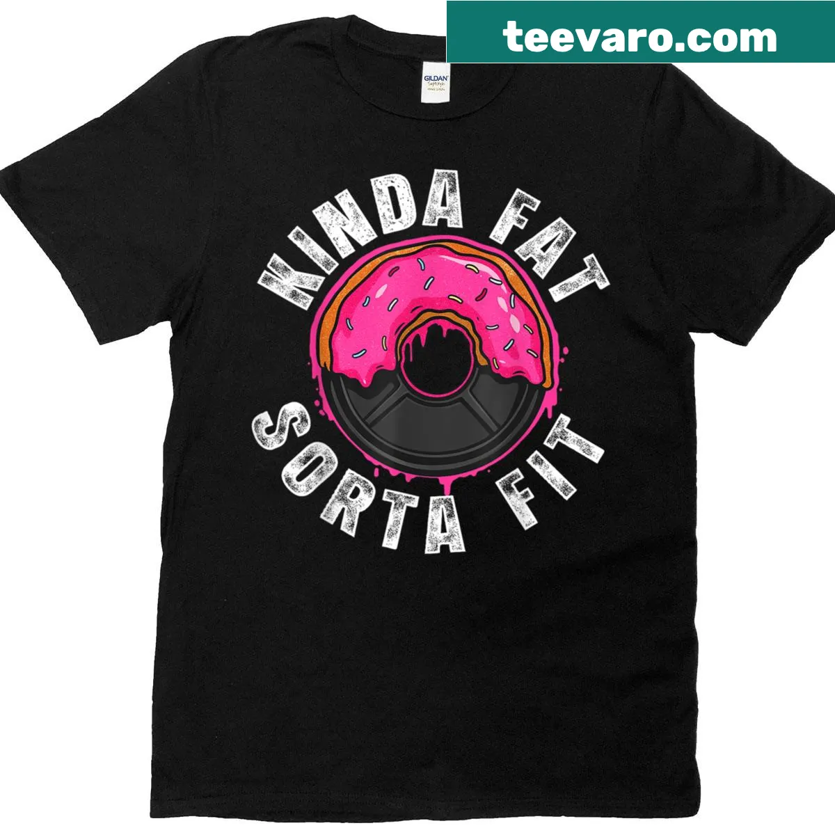Funny vintage gym t-shirt with the slogan 'Kinda Fit Sorta Fat' — on a men's t-shirt