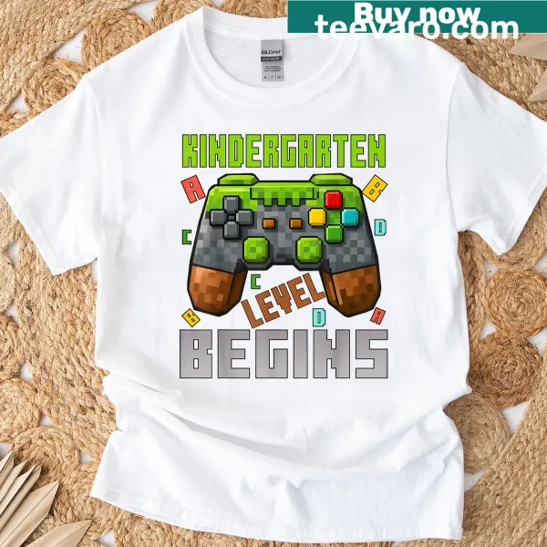 Playful kindergarten gaming T-shirt for kids starting school