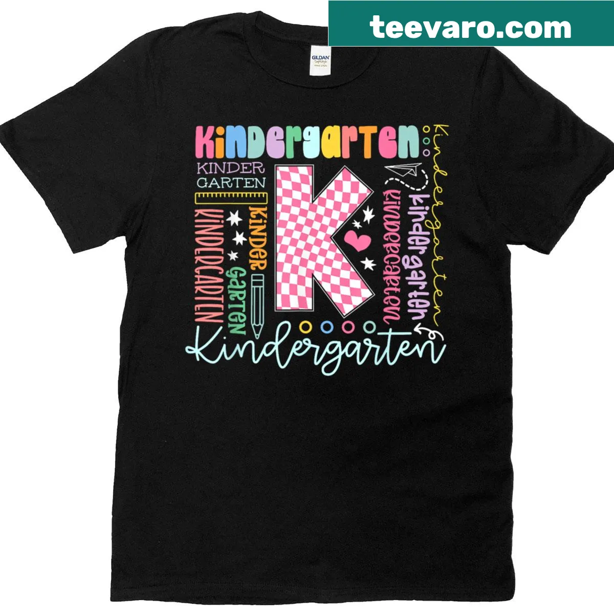 Typography t-shirt celebrating kindergarten and education — on a men's t-shirt