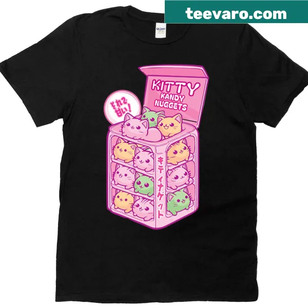 Adorable t-shirt with candy-colored kittens graphic