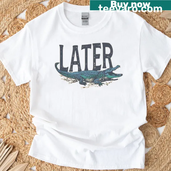 Vintage-style alligator graphic T-shirt with a playful quote