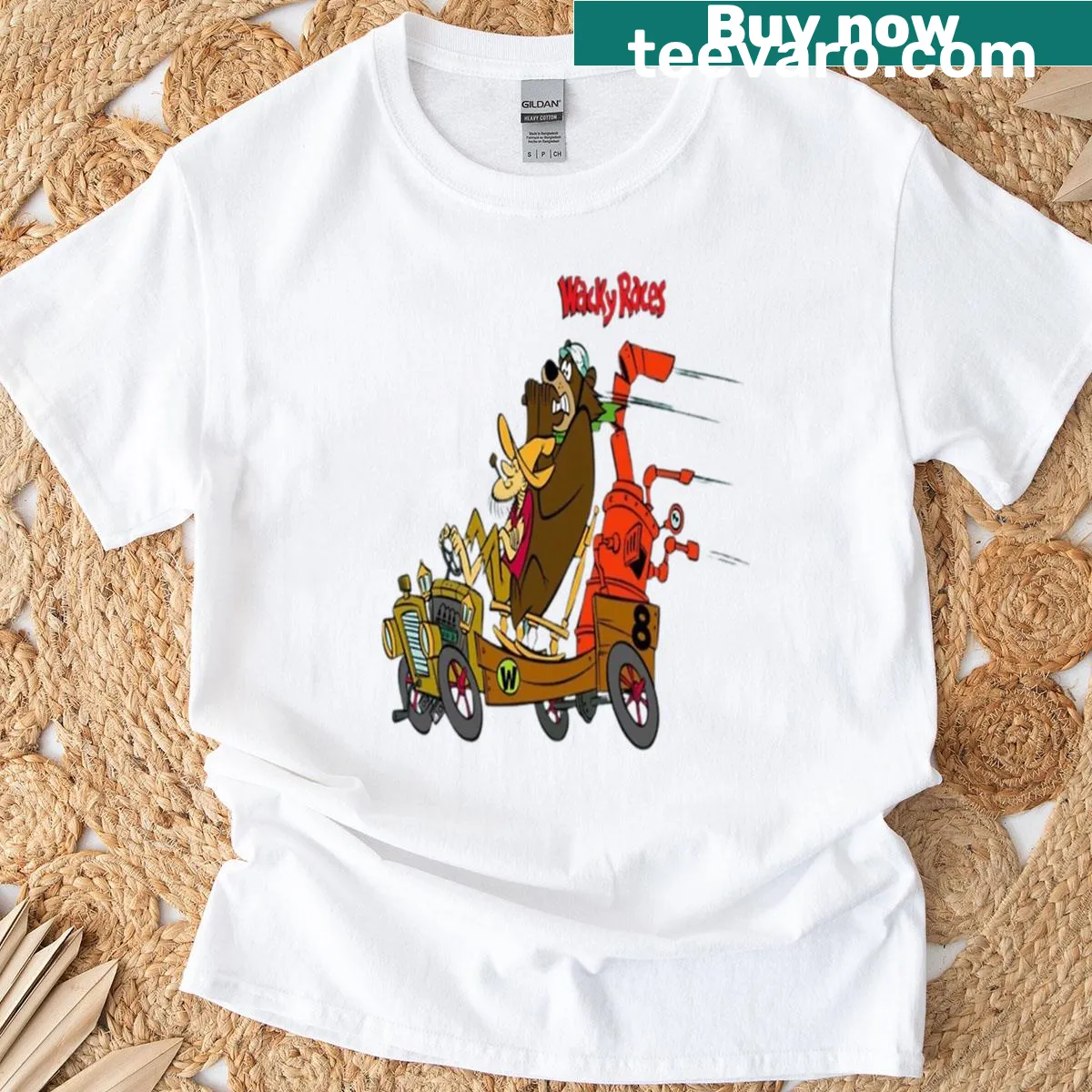 Cartoon design T-shirt featuring Lazy Luke Blubber Bear — on a men's t-shirt