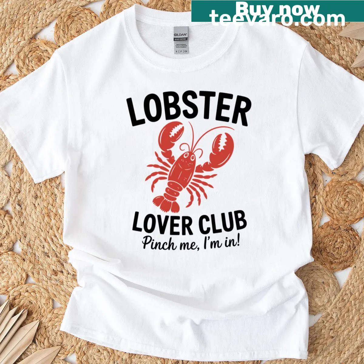 Funny lobster-themed t-shirt with playful design — on a men's t-shirt