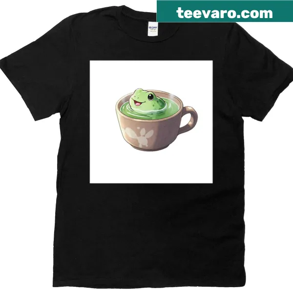 Oversized t-shirt with cute matcha frog illustration