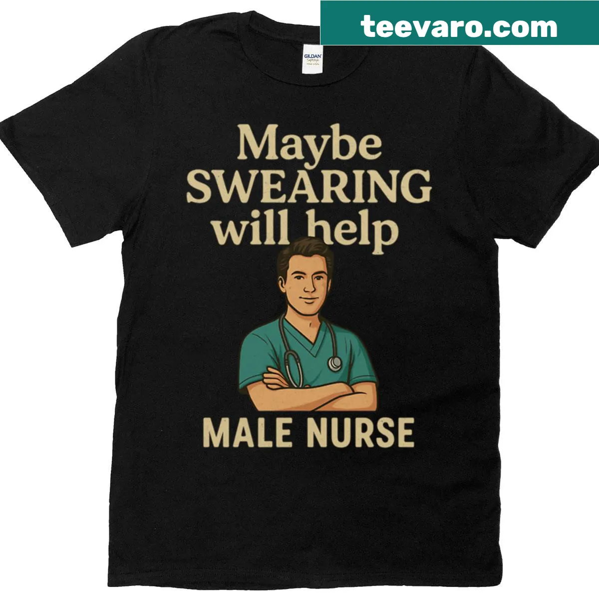 Sarcastic T-shirt for male nurses with humorous saying — on a men's t-shirt