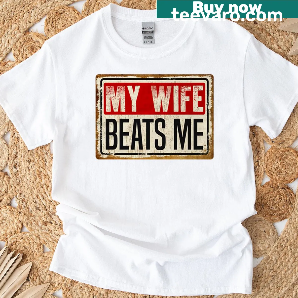 Funny t-shirt with American flag theme about marriage — on a men's t-shirt