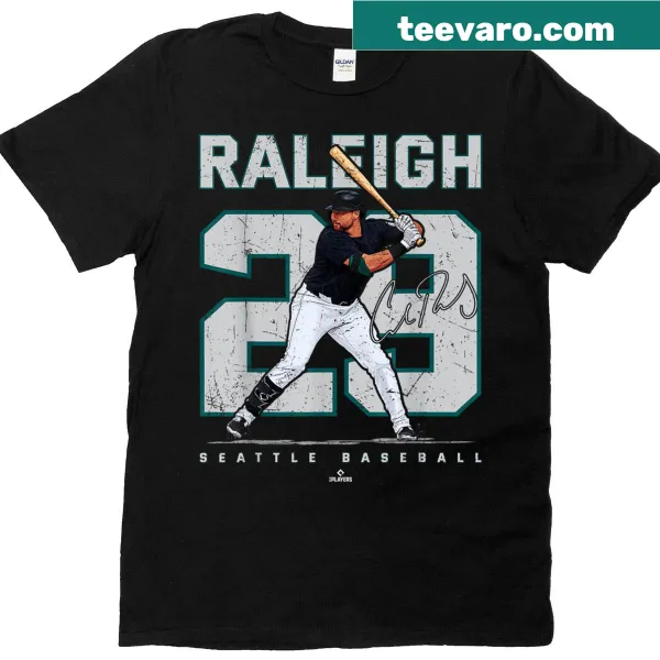 Cal Raleigh portrait t-shirt for Seattle baseball fans