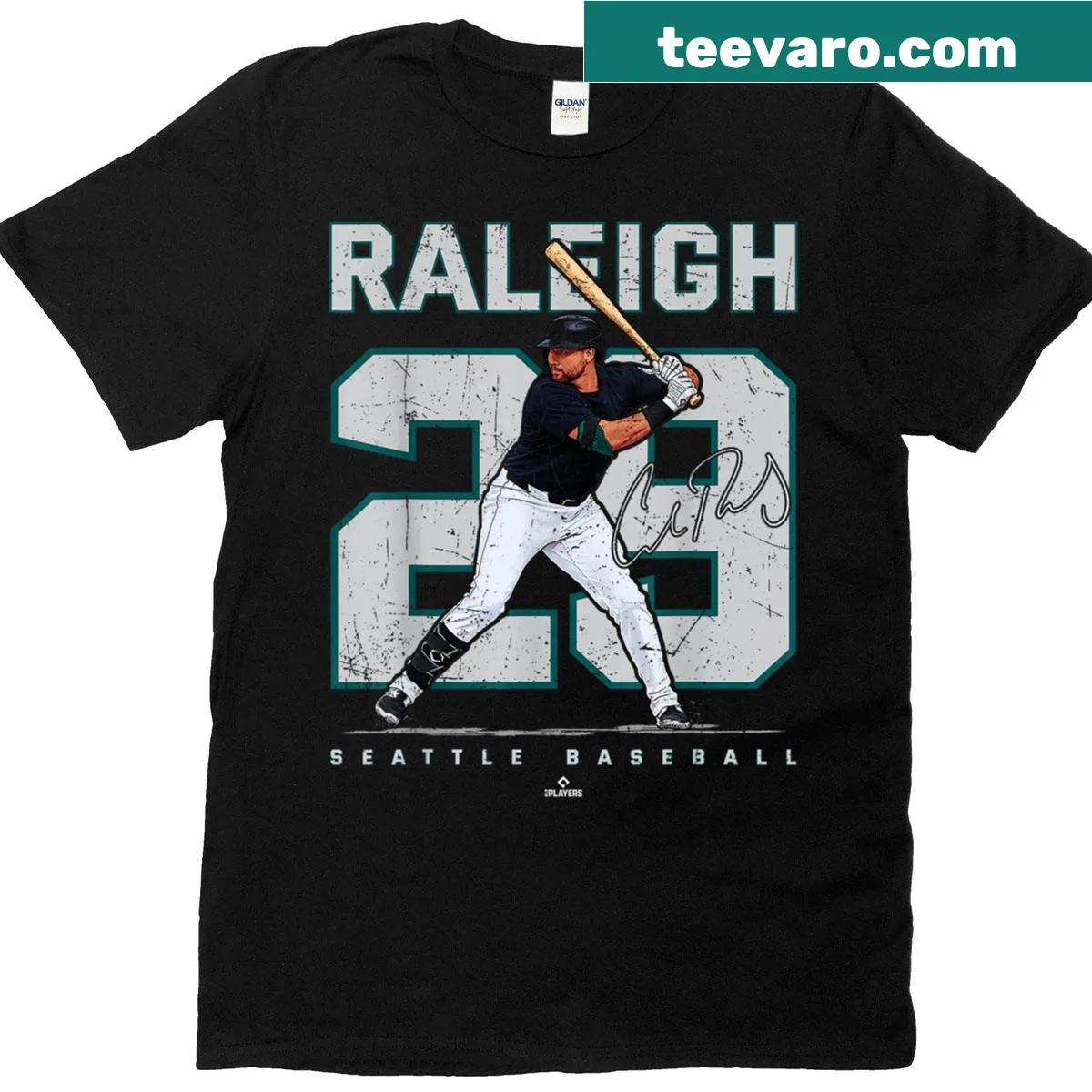 Cal Raleigh portrait t-shirt for Seattle baseball fans — on a men's t-shirt