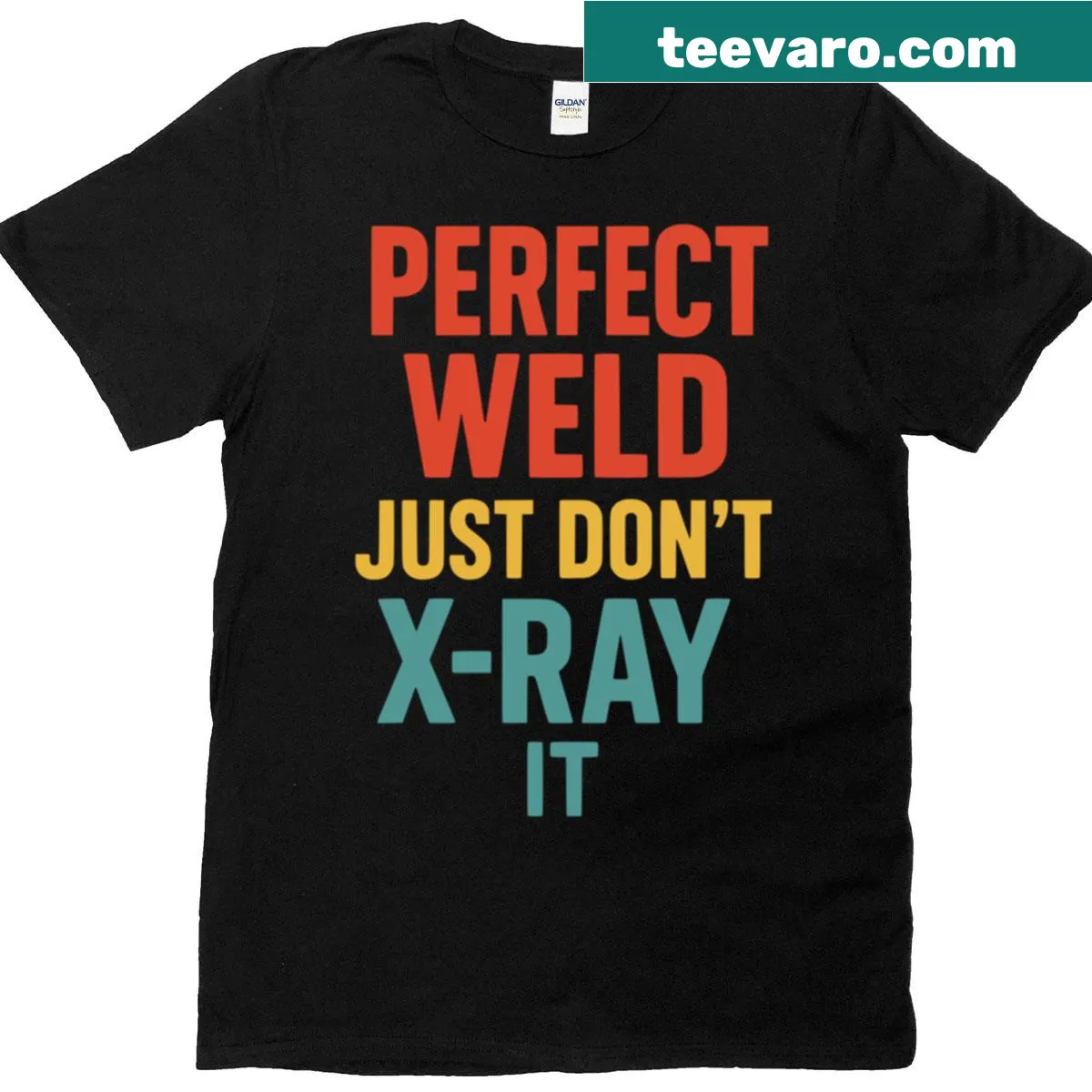 X-ray warning included graphic on a welding-themed T-shirt — on a men's t-shirt